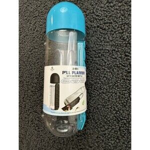 2 in 1 Water Bottle with Pill Box 600ml 7 Day Organizer BPA-Free Travel Cup
